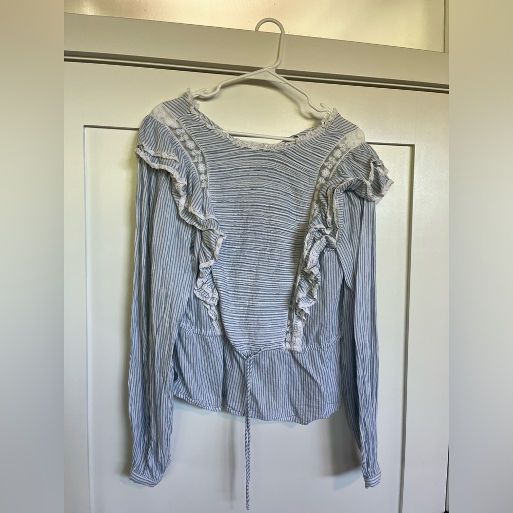 Free People, ruffled, top, long sleeve, worn once
